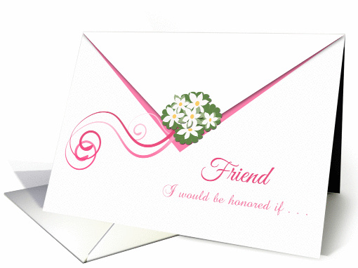 Pink trimmings envelope & daisy bouquet Friend Bridesmaid... (1038103)