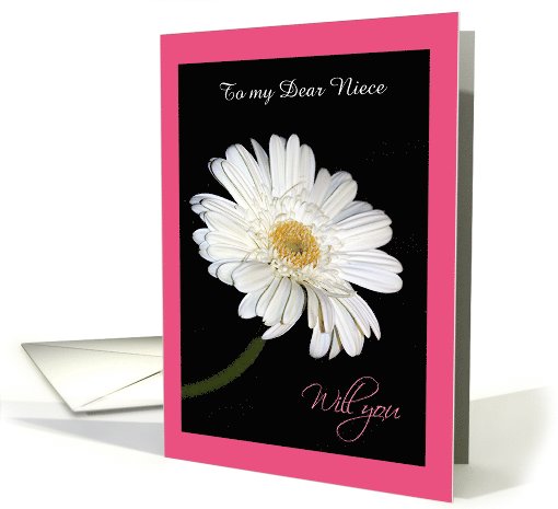 Pink Border & white Gerbera Daisy Custom Title for Flower... (1038161)