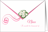 Pink trimmings envelope Niece Junior Bridesmaid invitation card