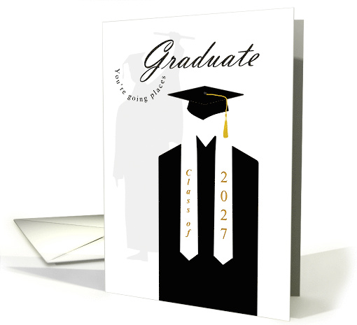 2027 Graduate Black Gown White Sash card (1082902)