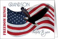 Freedom Rings Thanks to you Grandson Veterans Day card