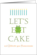 Frog with Candles LET’S EAT CAKE and Celebrate Happy Birthday card