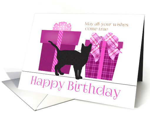 Happy Birthday Cat Pink Gift Boxes card (1562078)