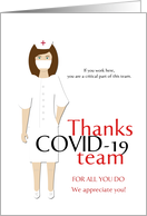Thanks COVID-19 TEAM all healthcare employed card