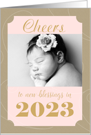 Elegant Blessings Cheers 2023 New Year photo card