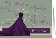 Floral Elegance plum and kahki Will you be my Bridesmaid card