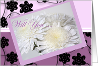 White mums bridesmaid invitation card