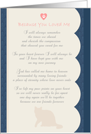 Because You Loved Me poem Cat Sympathy card