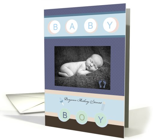 Baby BOY Birth Announcement Blue card (853390)