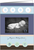 Baby BOY Birth Announcement Blue card