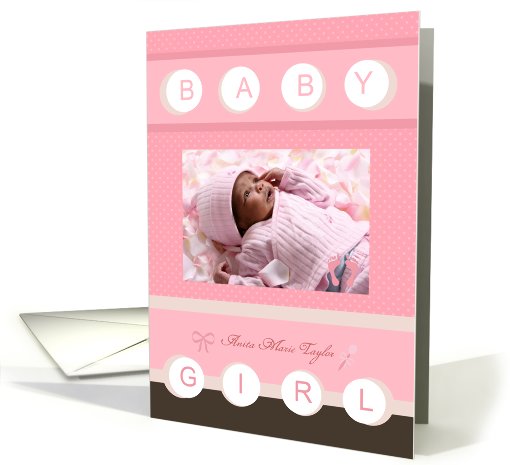 Baby GIRL Birth Announcement Pink card (853396)