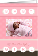 Baby GIRL Birth Announcement Pink card