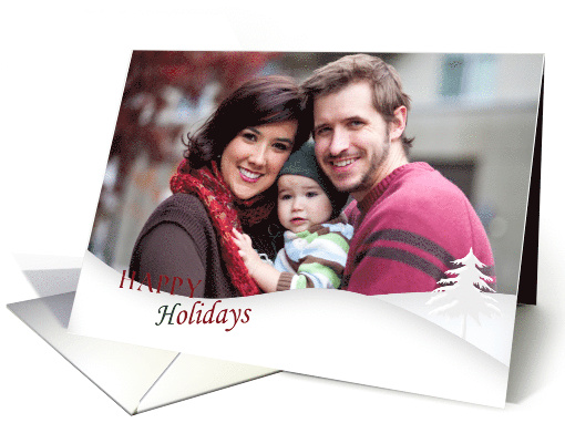 Hills of snow Happy Holidays custom photo card (857837)