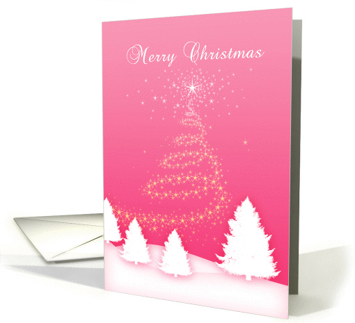 Snow covered hills PINK Christmas card (885041)