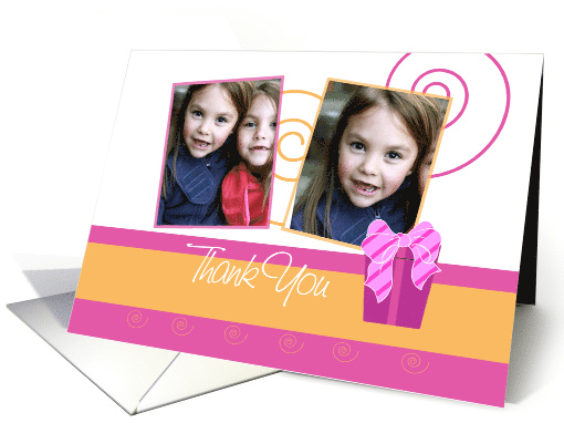 Cheerful custom double photo card birthday thank you for the gift card