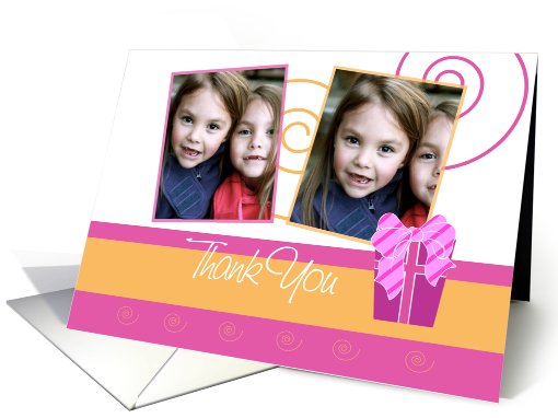 Cheerful birthday thank you for coming to my party double photo card