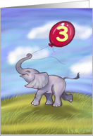 Birthday Balloon for a 3 year old card