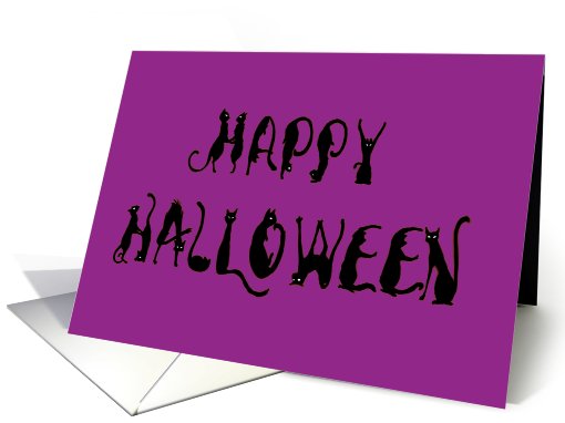 Black Cat Halloween Greeting in Purple card (475146)