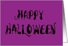 Black Cat Halloween Greeting in Purple card
