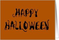 Black Cat Halloween Greeting in Orange card