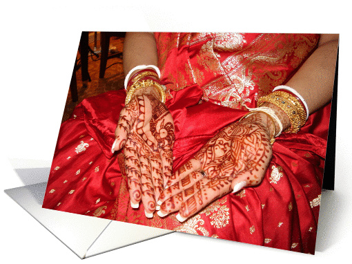 Wedding C ongratulations,Henna wedding hands card (217310)