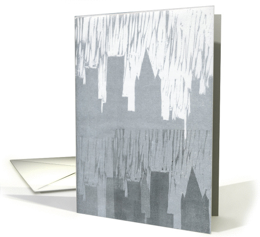 Woodcut of city skyline 2 card (329571)