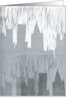 Woodcut of city skyline 2 card