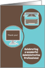 Administrative Professionals Day Typewriter to Computer Aqua and Brown card