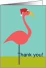 Christmas Thank You for Classy Gift Pink Lawn Flamingo in Santa Hat card