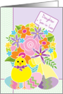 Daughter and Son-in-Law Happy Easter Yellow Chick Basket of Flowers card