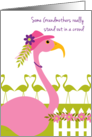 Grandmother Mother’s Day Fun Pink Flamingo Wearing a Hat card