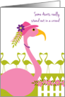 Aunt Mother’s Day Fun Pink Flamingo Wearing a Hat card