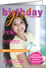13 Girls Birthday Party Photo Invitations Glossy Magazine Cover Look card