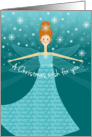 Granddaughter Christmas Wish Fairy with Red Hair on Aqua and Blue card