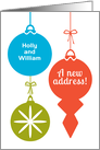 Fun Christmas New Address Announcement Add Names Retro Ornaments card