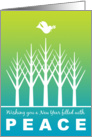 Happy New Year Filled with Peace Trees Dove and Olive Branch on Blue card