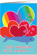 Valentine Funny Cute with Porpoise Bad Pun Hearts and Rainbow card