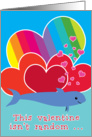 Valentine Funny Cute with Porpoise Bad Pun Hearts and Rainbow card