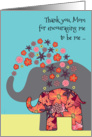 Mom Thank You on Mother’s Day Cute Elephants Floral Flowers Pattern card