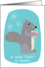 Easter Hello with Cute Squirrel Decorated Egg and Spring Flowers card