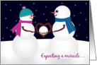 Expecting a Miracle Pregnancy Announcement Winter Snowman card
