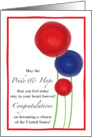 US American Citizen Citizenship Congratulations Flowers Red White Blue card