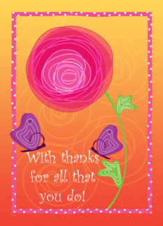 Administrative Professionals Day Flower and Butterflies with Thanks Greeting Card