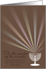 Hanukkah Blessings Miracle of Light Menorah and Rainbow Light Rays card