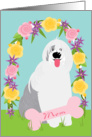 Mother’s Day for Mom from Dog Cute Old English Sheepdog with Flowers card