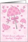 Daughter Bridal or Wedding Shower Pink Parasols Cute and Classic card