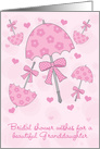 Granddaughter Bridal or Wedding Shower Pink Parasols Cute and Classic card