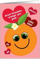 Great Grandma Valentine’s Day Funny Smiling Orange with Red Hearts card