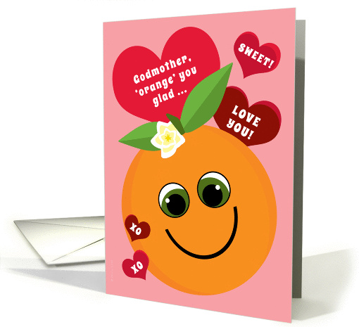 Godmother Valentine's Day Funny Smiling Orange with Red... (1000501)