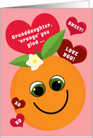 Granddaughter Valentine’s Day Funny Smiling Orange with Red Hearts card